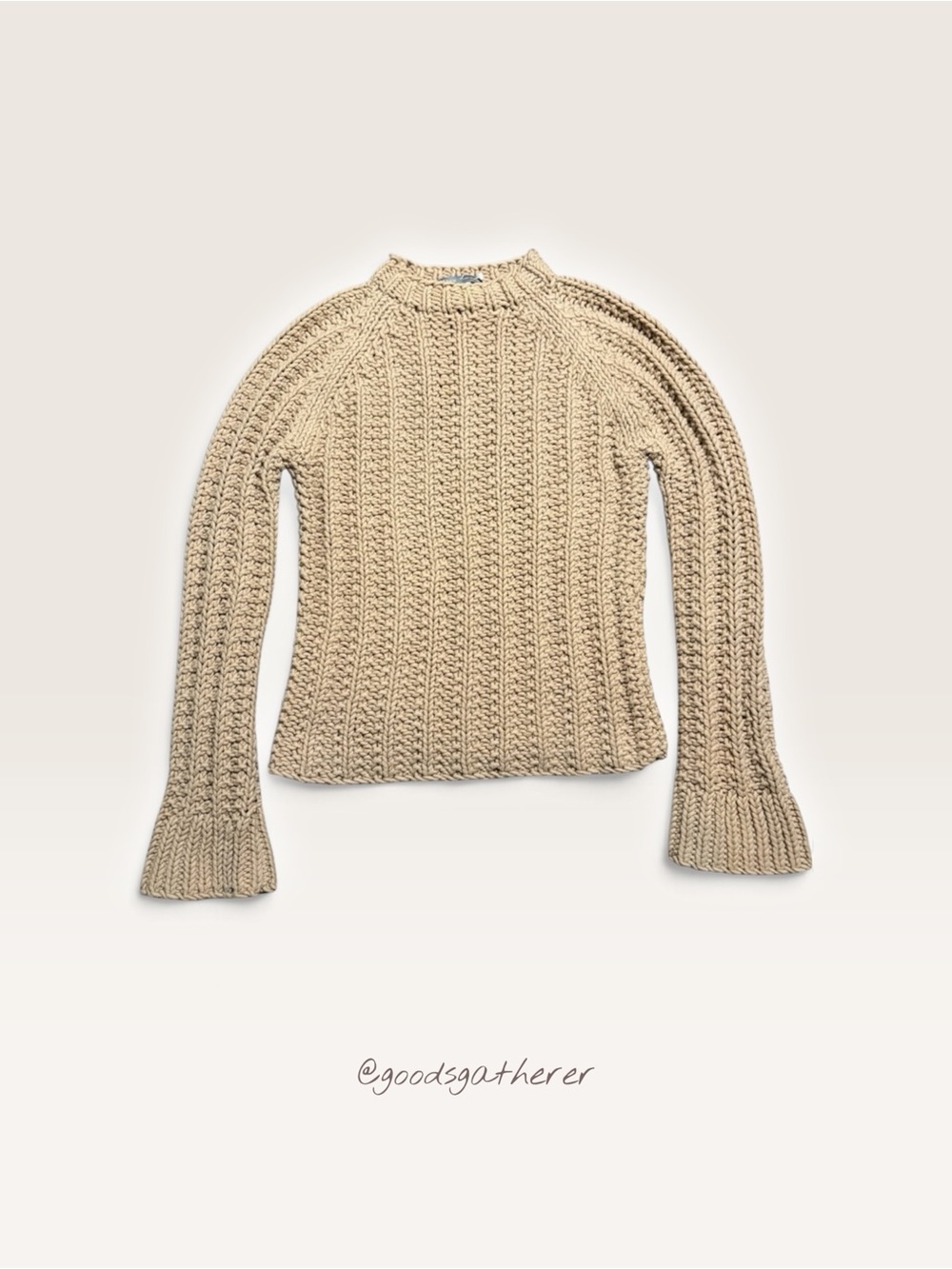 J.Crew Hand Knit Chunky Camel Sweater Textured Mock Neck